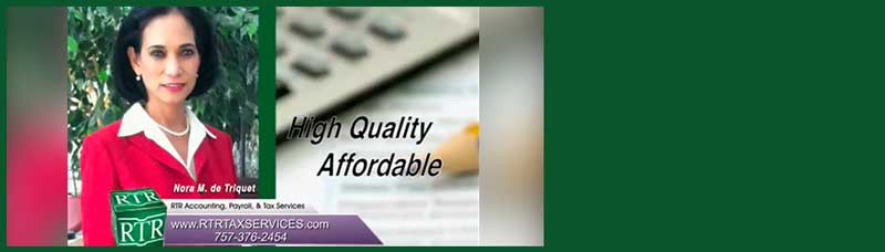 accounting services graphic with photo of suffolk cpa nora de triquet